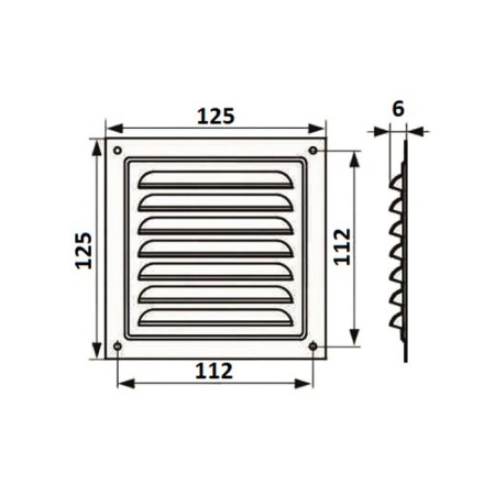 Ventilation grate Zein luxury RM1212, 125 x 125 mm, with a grid, metal, white-6