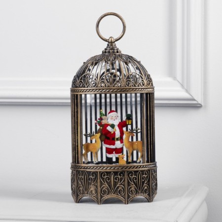 LED figure “Lantern with Santa Claus and deer” 13 × 25.5 × 8 cm, plastic, AAX3 batteries (not complete), USB, glow warm white-1