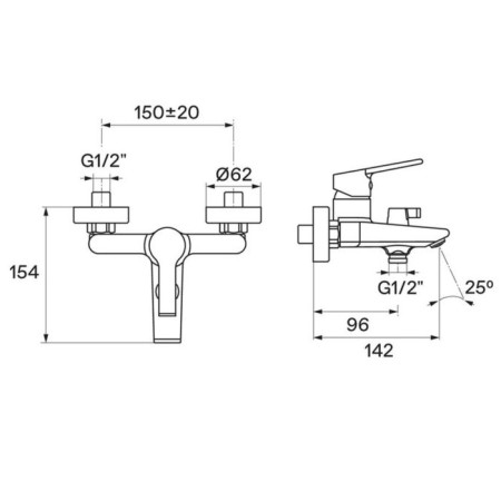Santek Nyra bath mixer, short surplus, with accessories, chrome-8