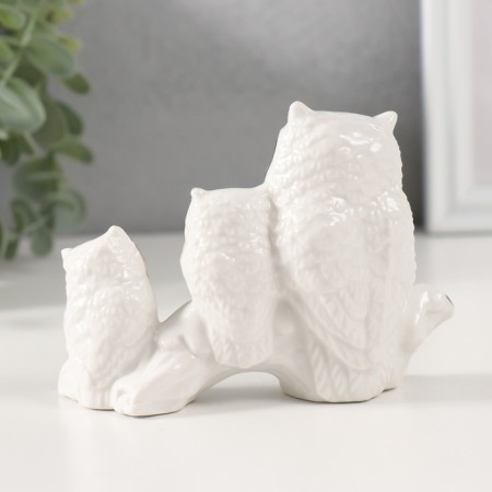 Souvenir Ceramics "Three White Filin on the Crap" with gold, rhinestones 3.8x11x8.5 cm-2