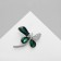 Brooch "Butterfly" crystal, white-green color in silver