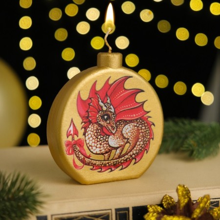 Candle "Dragon.Shar", 7.5x7.5 cm, golden