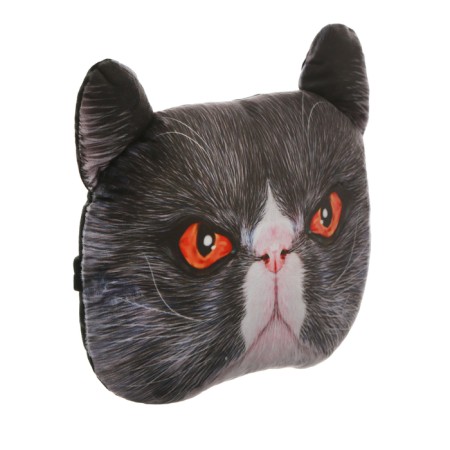 Pillow on the headrest Matech Animals Line, cat, red eyes, 30 x 25 x 10 cm, gray-1