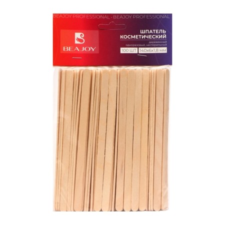 Wooden spatula Beajoy, cosmetic, non -sterile, 140*6*1.8, 100 pcs.