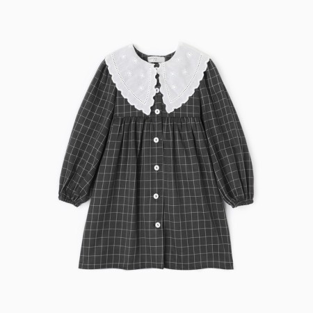 Children's dress with collar Kaftan, size 34 (122-128 cm), black color-6