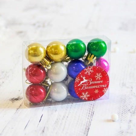 Set of balls plastic D-2.5 cm, 12 pcs "gloss" mix-1
