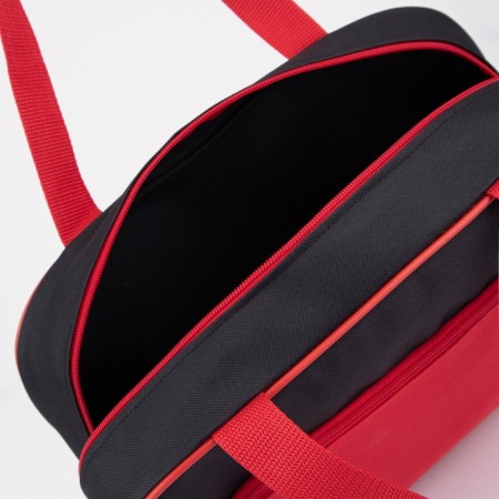 Sports bag with lightning, without lining, external pocket, black/red color-2