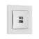 Socket with USB-A + usb-C connectors, 2.1 A, 5V, TOT MATTE GLASS, hidden, glass, silver 104396