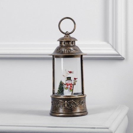 LED figure "Lantern with a snowman" 11 × 21 × 11 cm, plastic, AAX3 batteries (not in the kit), USB, glow warm white-1