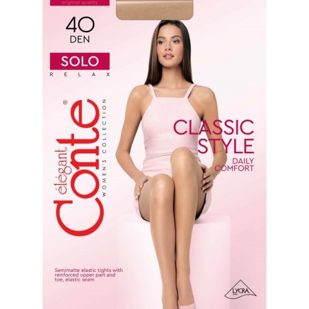 Female nylon tights, Conte Elegant Solo 40 den, dark-dinked color (SHADE), size 5-4