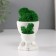 Kashpo concrete mini "Mr. Green with a baby" with moss white 5.5x8.5x6.5 cm (moss green stabil)
