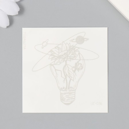 Tattoo on the body is blue waterproof "chamomile in a broken light bulb" 6x6 cm