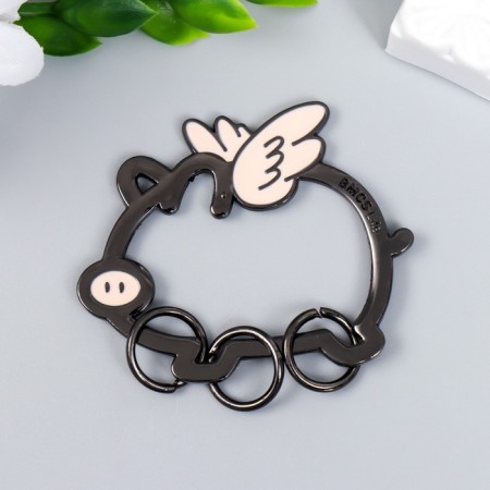 Keychain-keyword metal "Pig with wings" enamel 4.5x5.5 cm-1