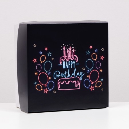 Confectionery packaging, box, "neon birthday", 30 x 30 x 15 cm, 2 kg
