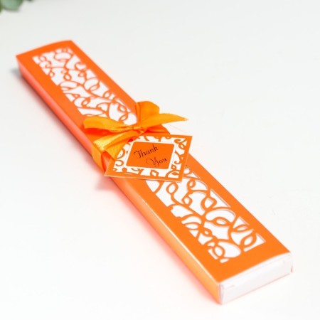 Fan Bamboo, Textile H = 21 cm "Monocet" in the box, orange-8