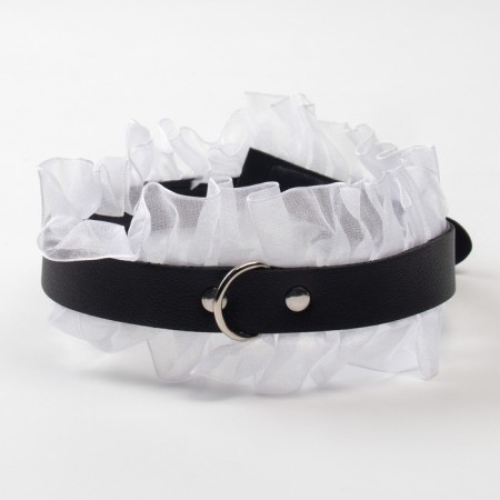 Erotic bdsm set of oka-hpki, with white lace, black, eco-leather, 9 items-21