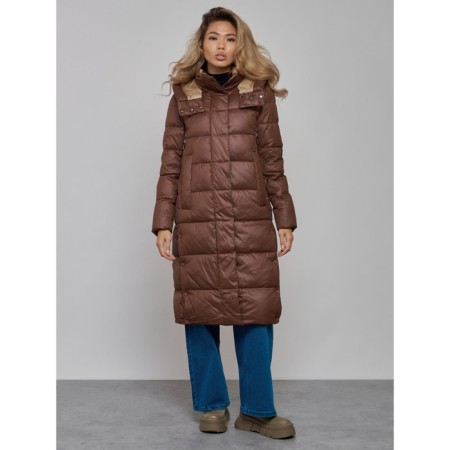Coat insulated winter female, size 48, color dark brown