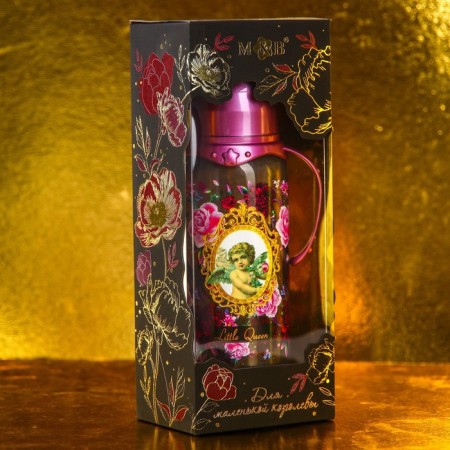 Little Queen feeding bottle, classic throat, with handles, 250 ml., 3 months, gold collection-5