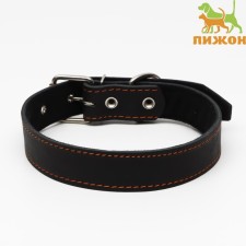 Leather collar on synthetic winterizer, 70 x 3.5 cm, Osh 45-60 cm, black