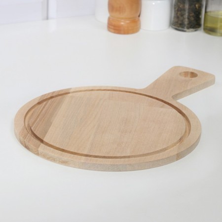 Board wooden board with a gutter "Circle" with a handle 28.5x19x0.8 cm birch-1