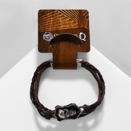 Bracelet male "Gordon" skull, brown color with silver, 21.5 cm-3