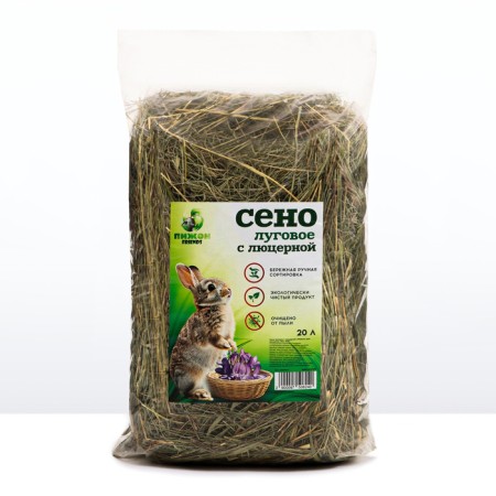 Lugovoi hay with alfalfa “dive” for rodents, 20 l, 500 g-5
