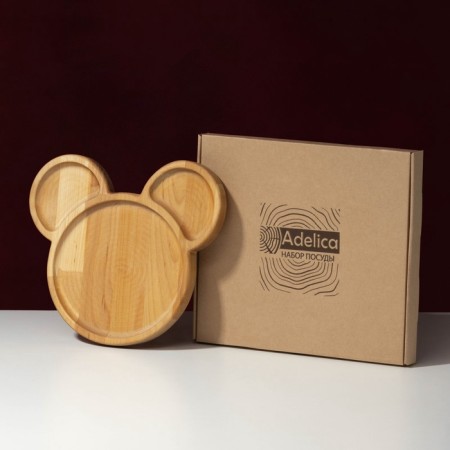 Menzhitsa Adelica "Mickey", 3 sections, 25 × 23 × 1.8 cm, saturated with mineral oil, in a gift box, birch