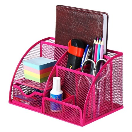 Chancellery trifle stand 7 departments, mesh metal, pink-12