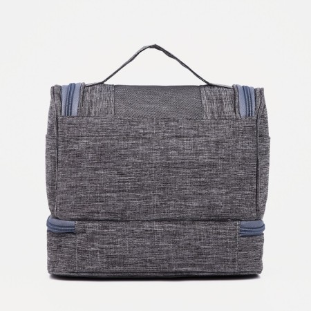 Cosmetic bag, 2 parts on zippers, gray color-1
