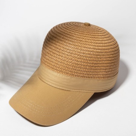 Cap female wicker minku brown color, size 56-58-3