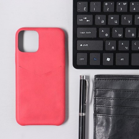 Luazon cover for the iPhone 11 Pro, with a compartment for cards, leatherette, red-1