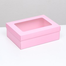 The box is folding, the lid is, with the window, the pink, 24 x 17 x 8 cm