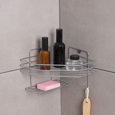 Wall shelf, with a soap dish, 20 × 20 × 15.5 cm, chromium color-1