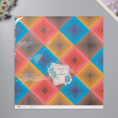 Scrapbooking paper bilateral "bright geometry" density 180 grams set 5 pcs 30.5x32 cm 1071-6