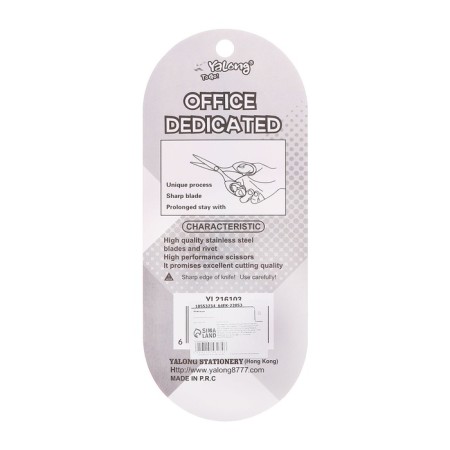 Chancellery scissors 15.8 cm office, black blade, plastic handles, blister, mix-7