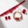 Set 4 objects: earrings, necklaces, bracelet, “evening” ring volume, red in gold