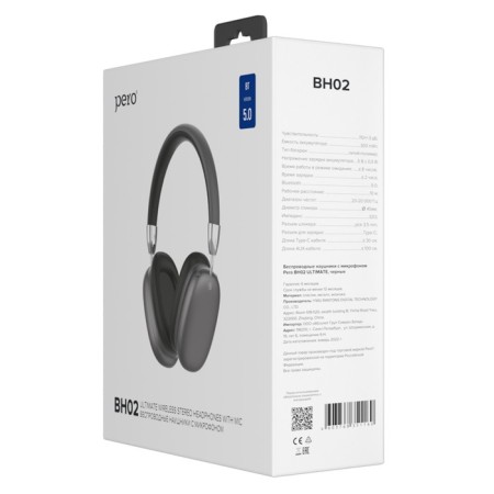 Headphones Pero BH02 Ultimate, wireless, microphone, 300 mAh, up to 12 hours, black-3