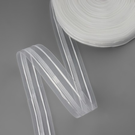 Curtain tape, organza, 4 cm, 50 ± 1 m, transparent color-3