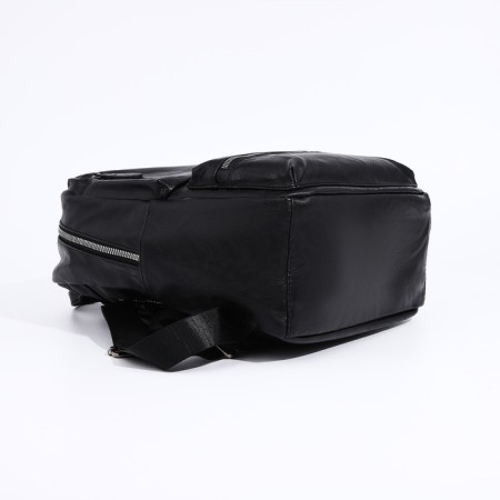 Women's backpack made of artificial leather with lightning, 3 pockets, black color-4