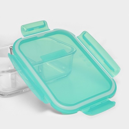 Glass Lockie & Lock Food, 1010 ml, 2 sections, green cover-2