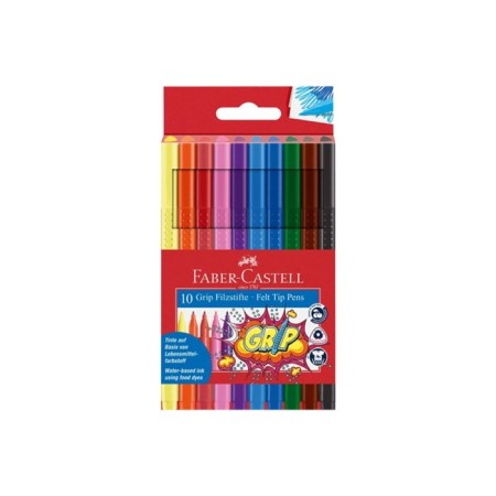 Fasters 10 colors Faber-Castell Grip 1553 Three-sided case with massage checkers, shock-resistant tip-1
