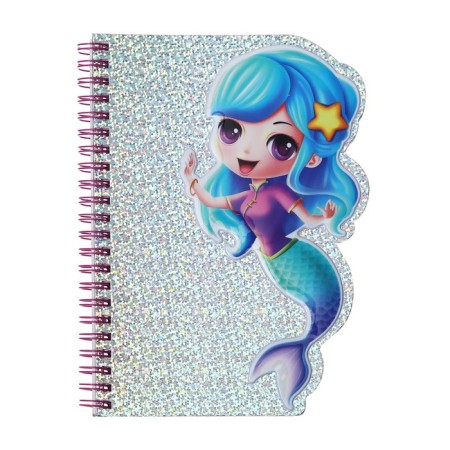 Figure notebook 48 sheets, A6, line, on the crest, holography, voluminous applique "animals", mix-3