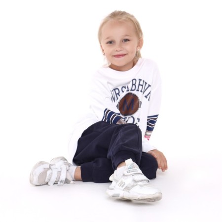 Sweatshirt for girls, white color, height 122-128 cm-5
