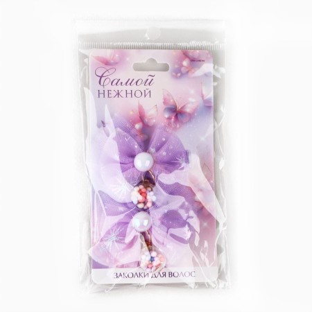 Hair clip with a bow "The most tender", 7 x 5 cm-7