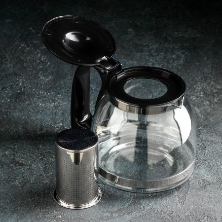Teapot Glass Hot Dolyana "Illusion", 1.25 liters, with metal sieve-1
