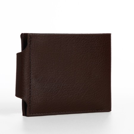 Male purse for magnet, department for bills, cards, coins, brown color-1