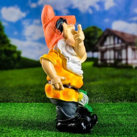 Garden figure "Dwarf with a frog" 20x27x50 cm-1