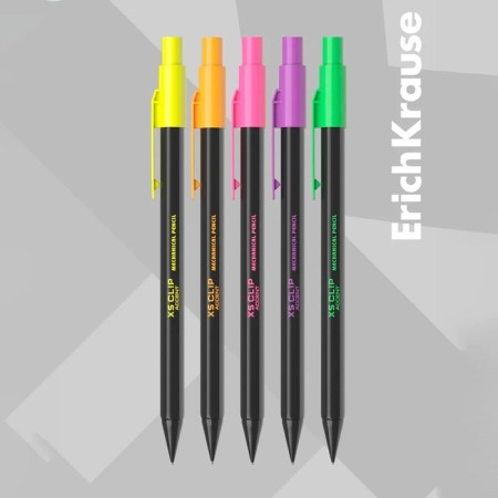 Mechanical pencil with Erichkrause "XS Clip Accent", NV, Grifel D = 0.7 mm, in the box, mix-1