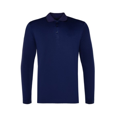 Male polo with long sleeve, dark blue color, size 44 (s)-5