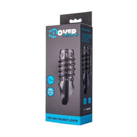 Toyfa Xlover nozzle to increase size, TPE, black transparent, 7.5 cm-2
